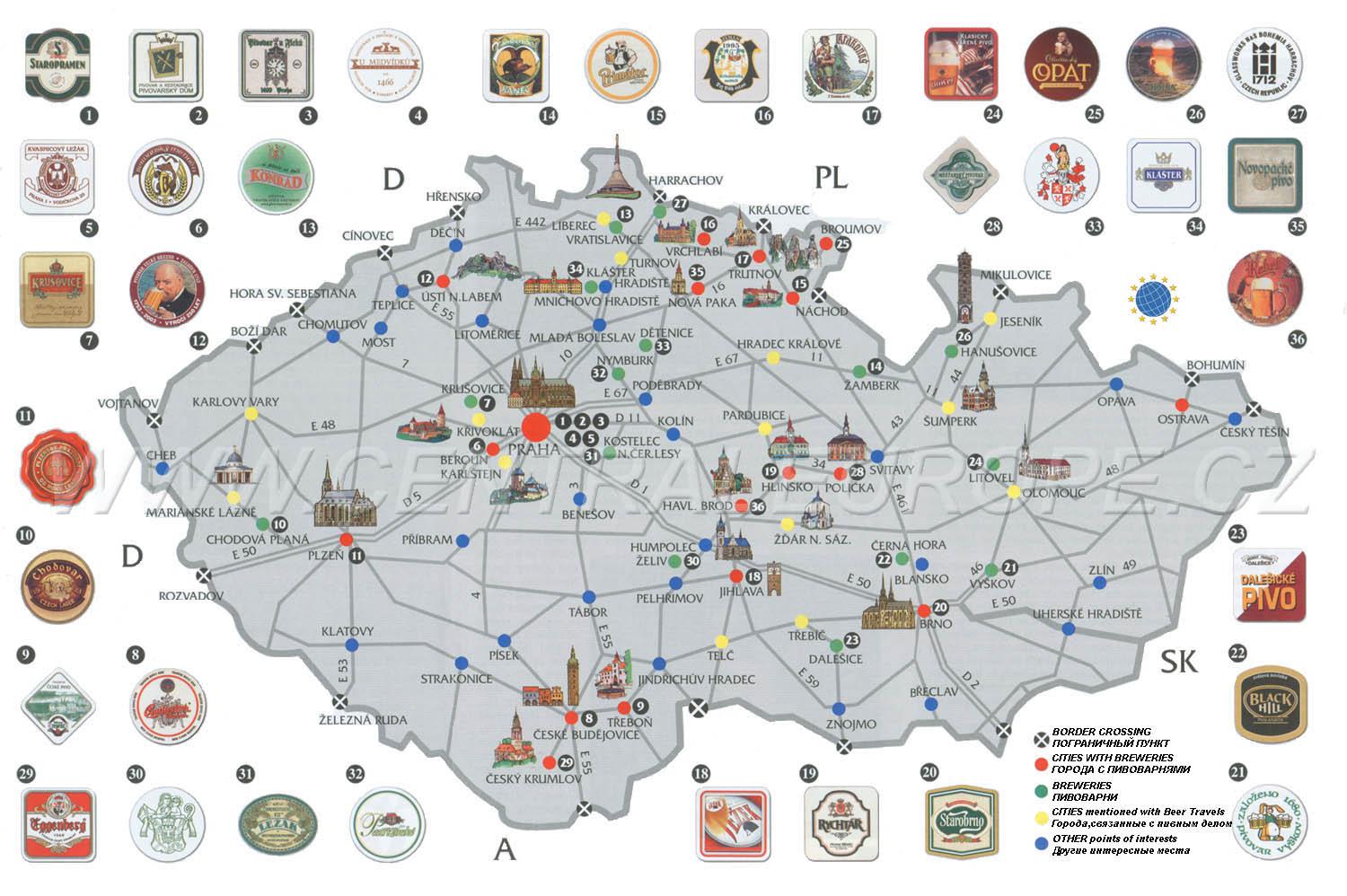 Praga pub mapa - pub mapa Pragi (Czechy - Czechy)