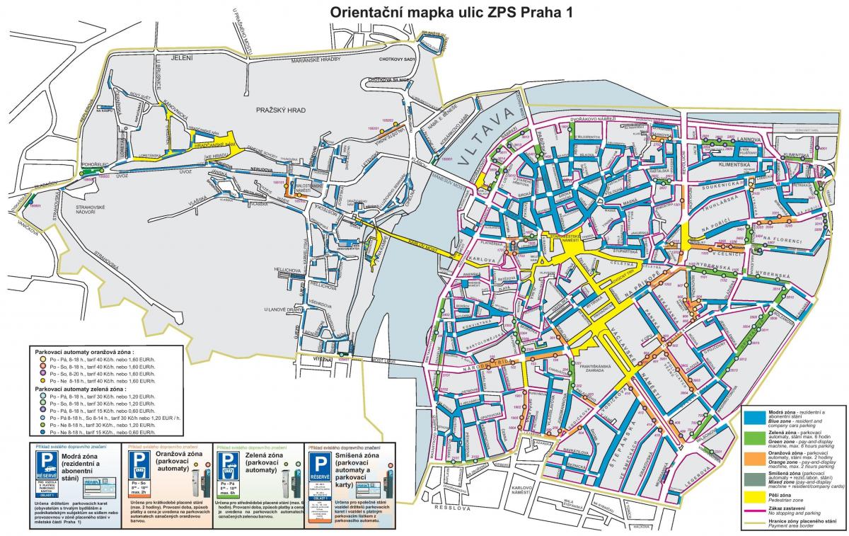 Bezpłatny parking w Pradze na mapie
