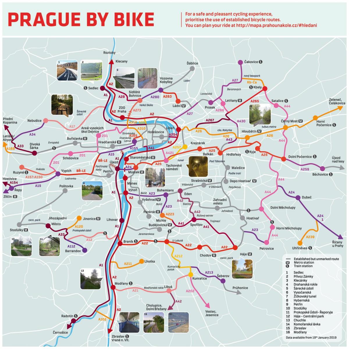 mapa Pragi na rowerze