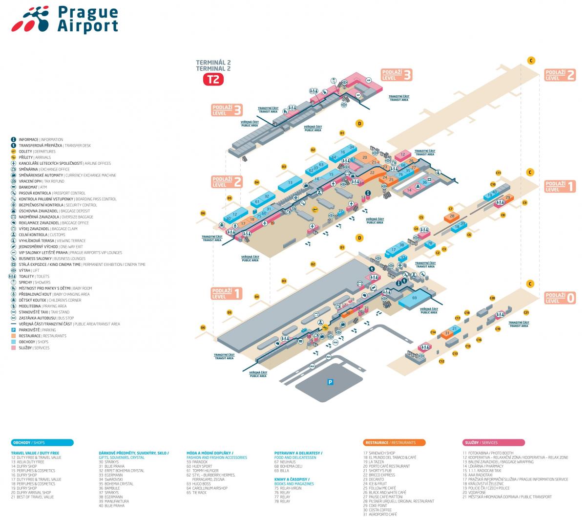 mapa Pragi lotnisko terminal 2