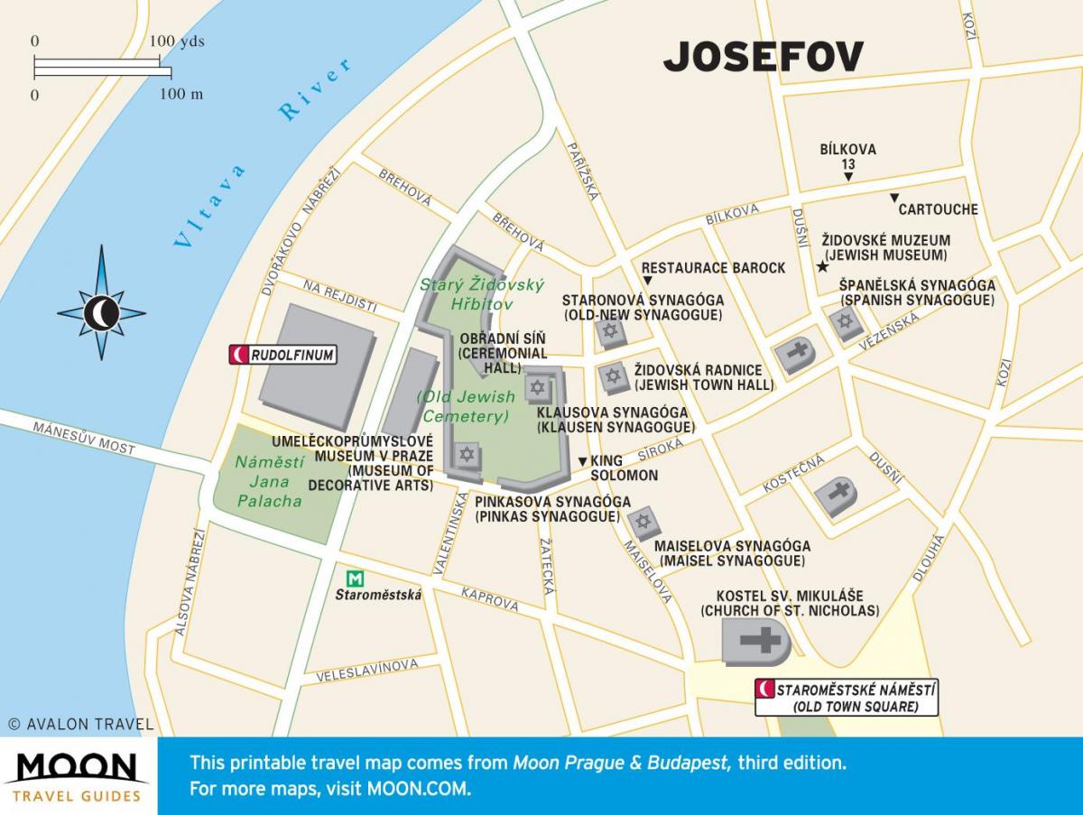 mapa Pragi, dzielnicy żydowskiej