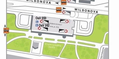 Mapa głównego dworca kolejowego w Pradze